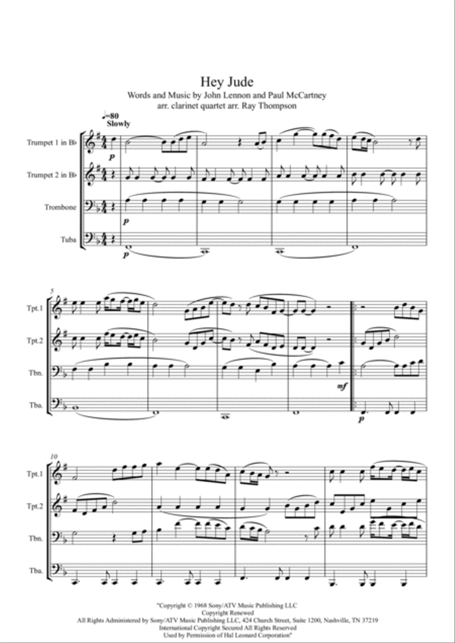 Hey Jude Brass Quartet scores gallery preview page 2