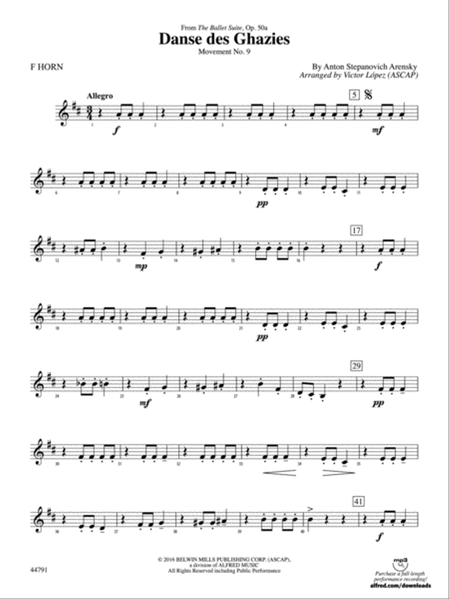 Danse des Ghazies: 1st F Horn Full Orchestra scores gallery preview page 1