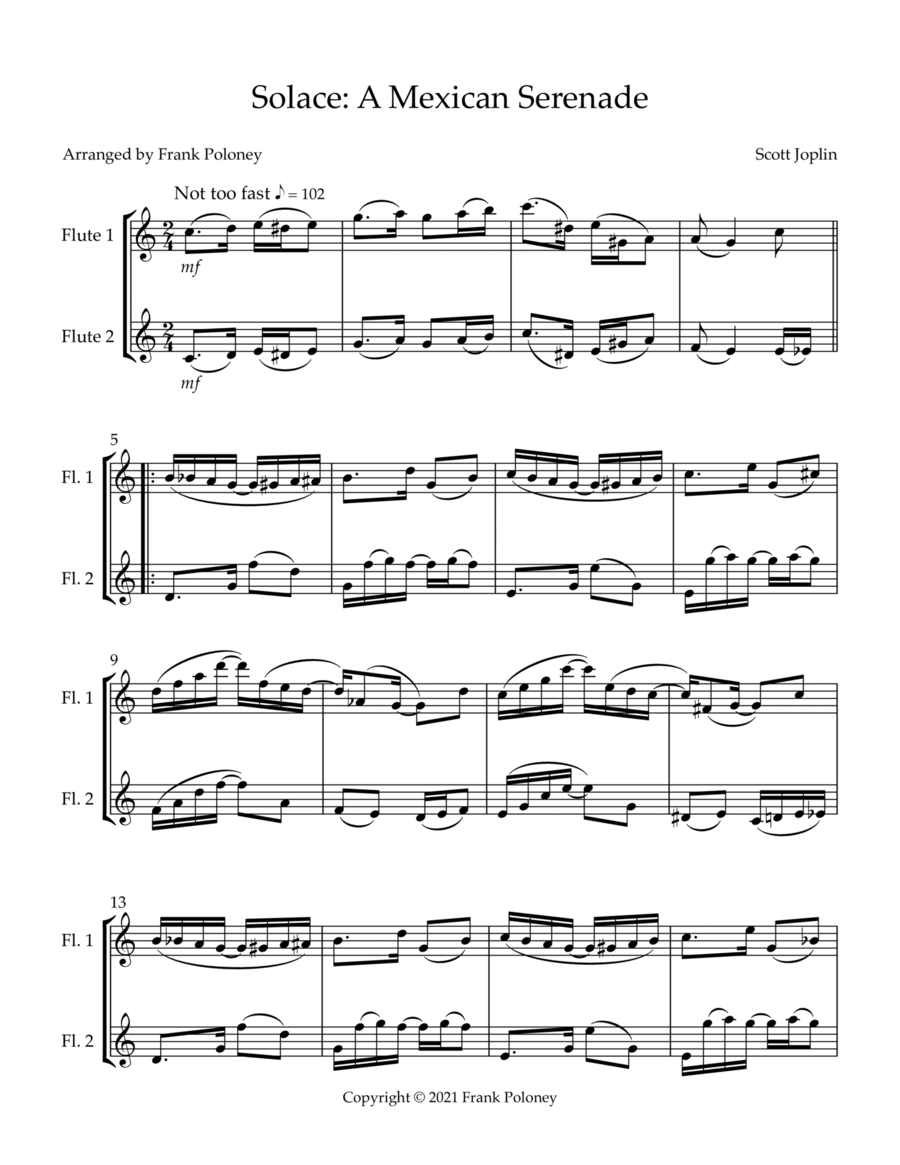 Solace: A Mexican Serenade Flute Duet scores gallery preview page 1