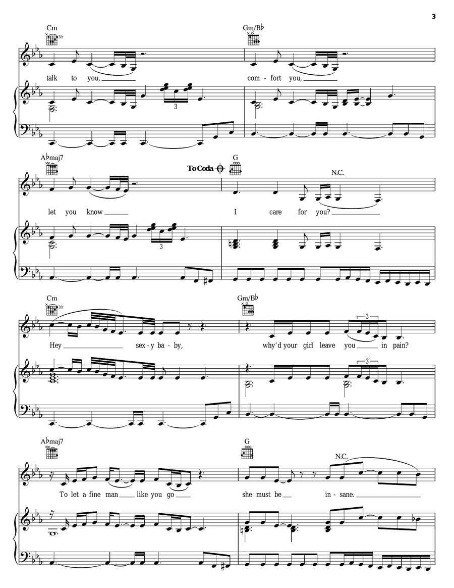 I Care 4 U Piano, Vocal, Guitar scores gallery preview page 3