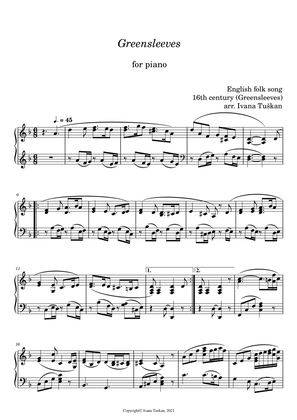 Greensleeves for piano