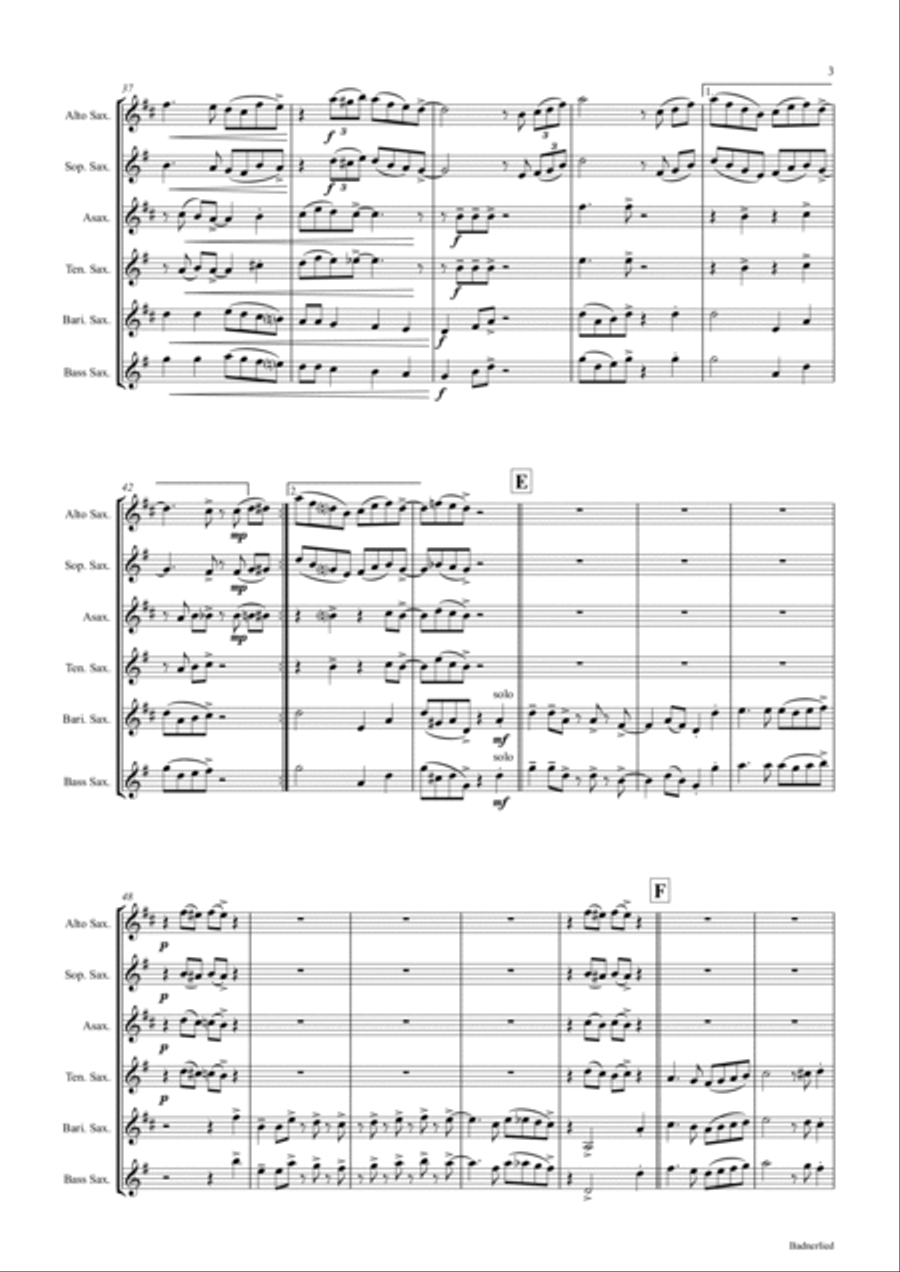 Badnerlied - Jazzy - Oktoberfest - Saxophone Quartet Saxophone Quartet scores gallery preview page 3