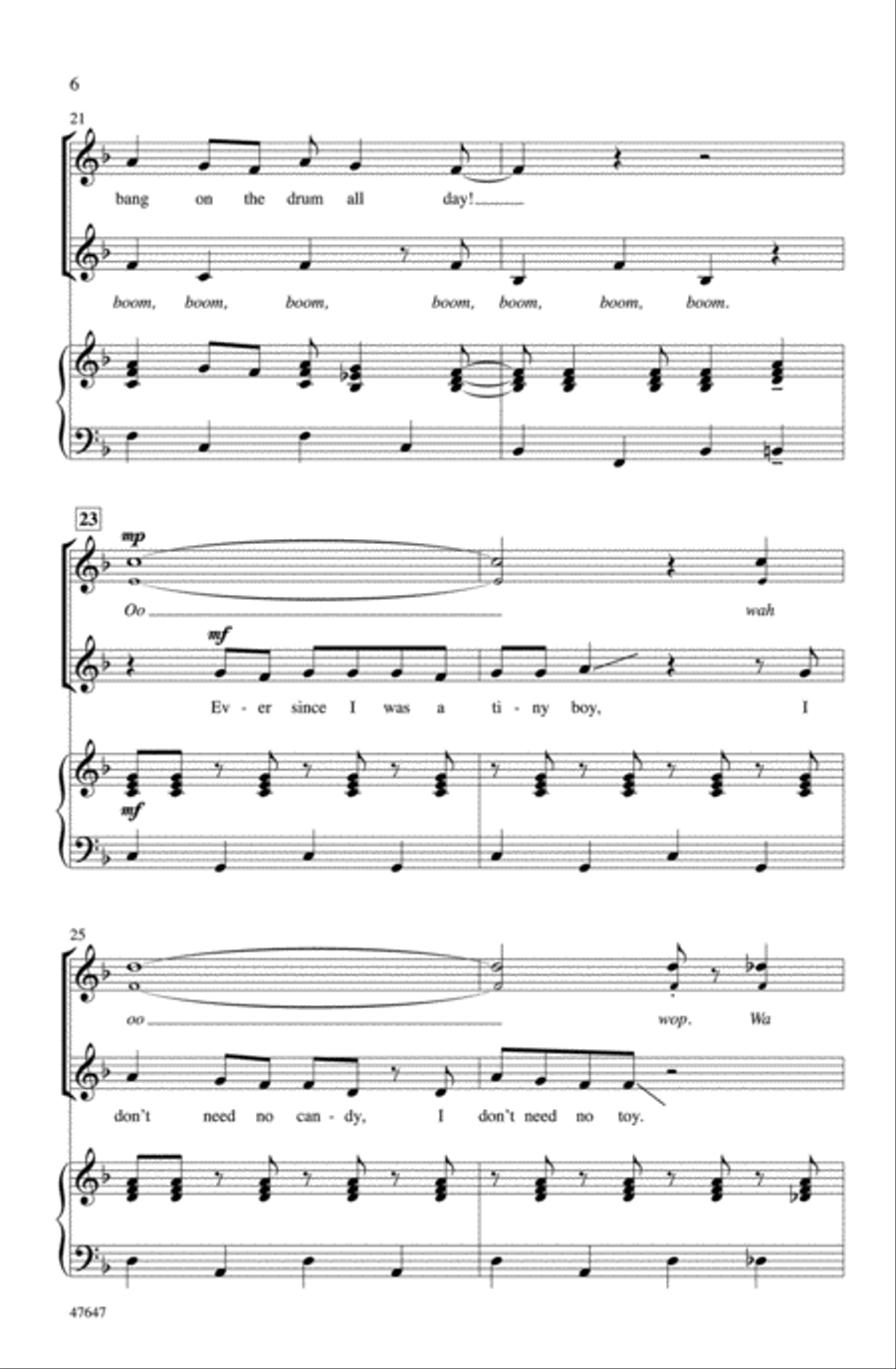 Bang the Drum All Day Choir scores gallery preview page 5
