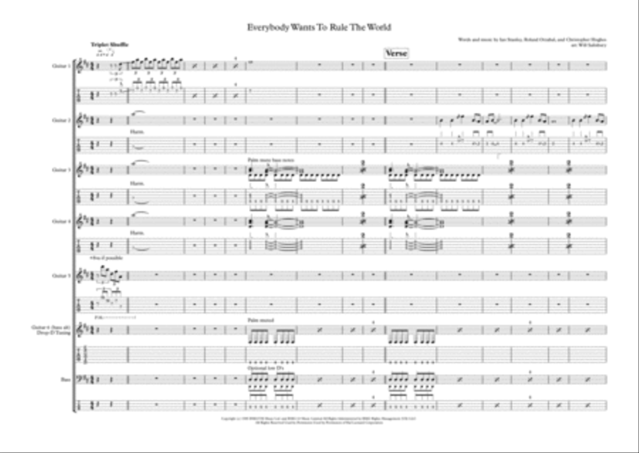 Everybody Wants To Rule The World Guitar Ensemble scores gallery preview page 2