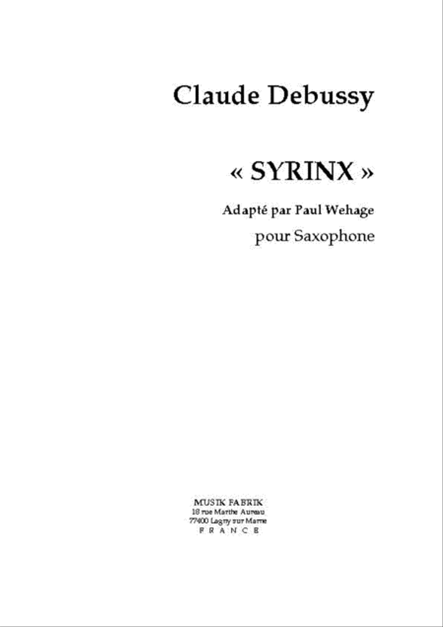 Syrinx Saxophone Solo scores gallery preview page 1