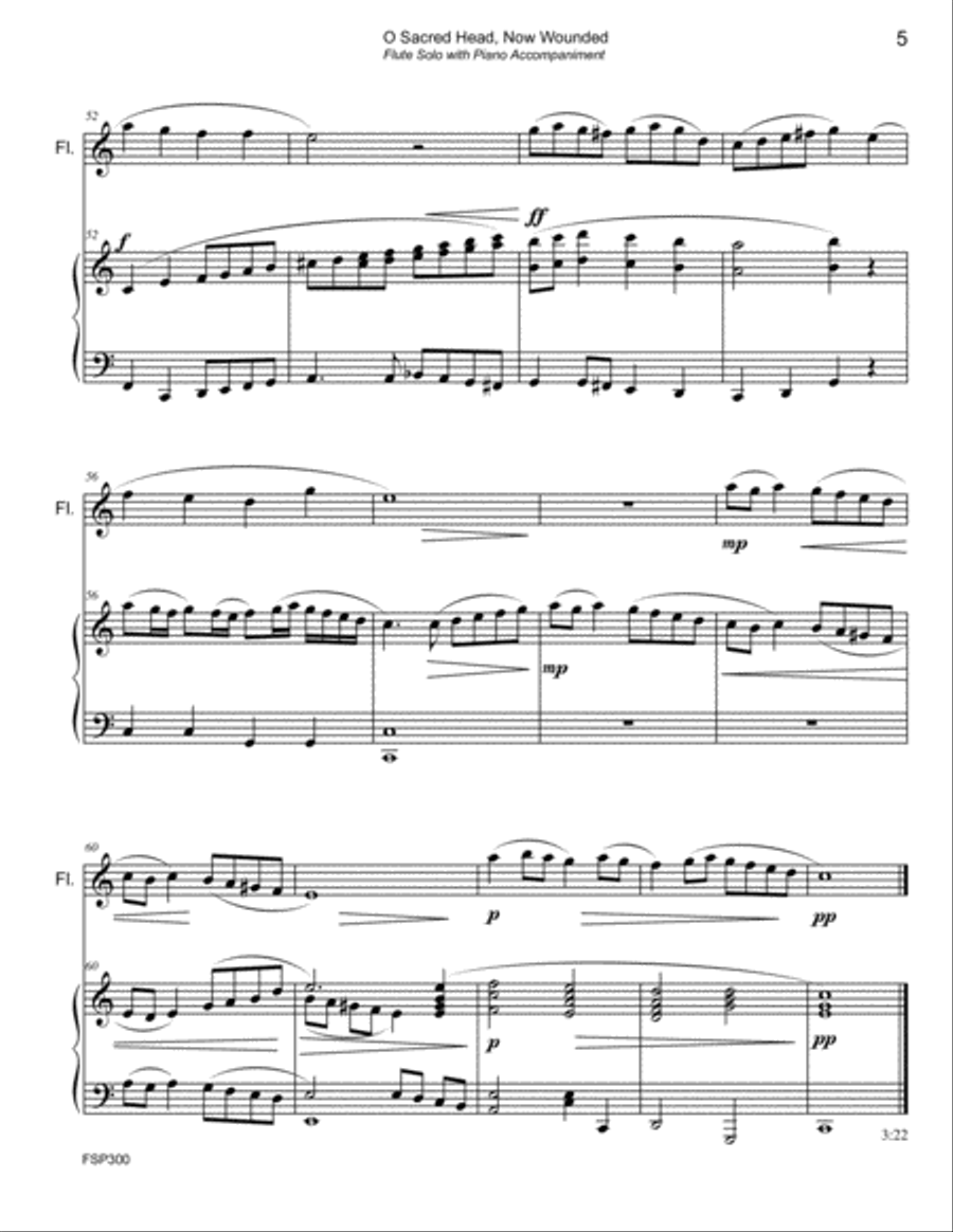 O SACRED HEAD NOW WOUNDED - FLUTE or ALTO FLUTE SOLO with Piano Accompaniment Flute Solo scores gallery preview page 5