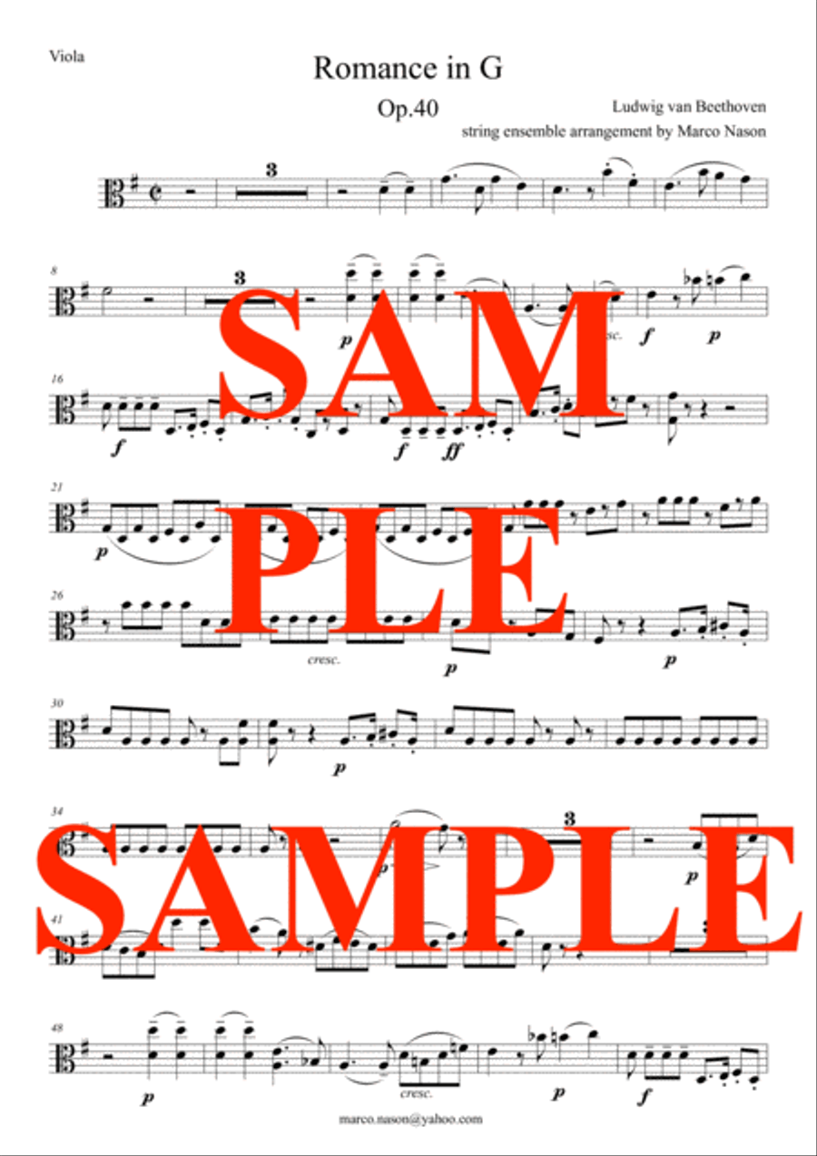Beethoven Romance in G for violin and strings op.40 String Orchestra scores gallery preview page 4