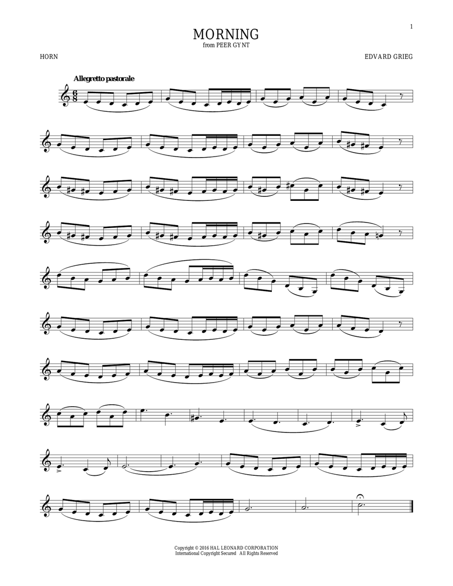 Morning Morning Horn Solo scores gallery preview page 1