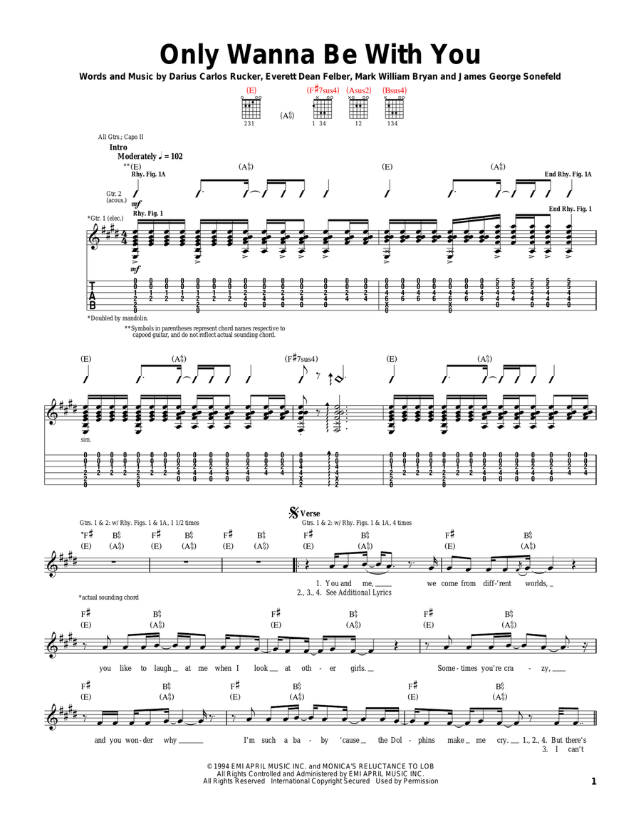 Only Wanna Be With You Acoustic Guitar scores gallery preview page 1
