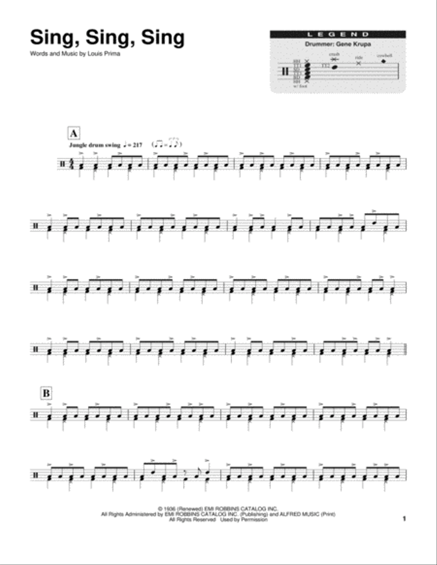 Sing Sing Drum Set scores gallery preview page 1