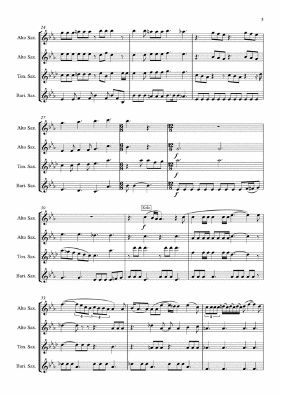 Somebody To Love Saxophone Quartet scores gallery preview page 3