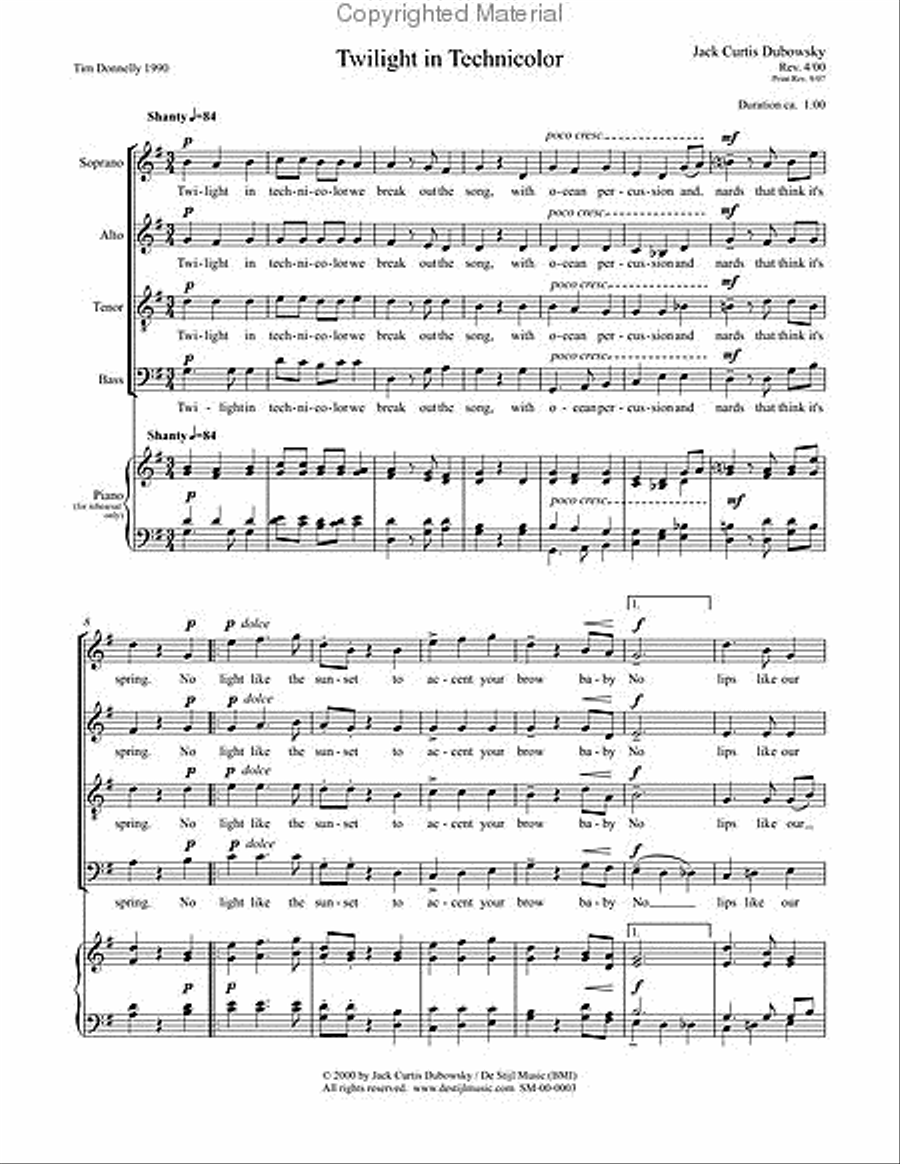 Twilight in Technicolor (SATB) 4-Part scores gallery preview page 2