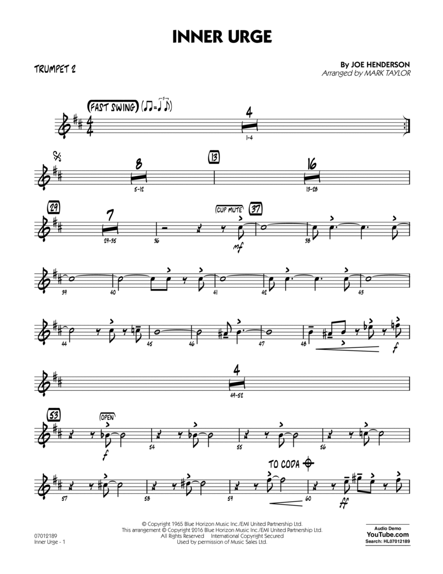Inner Urge - Trumpet 2 Trumpet scores gallery preview page 1