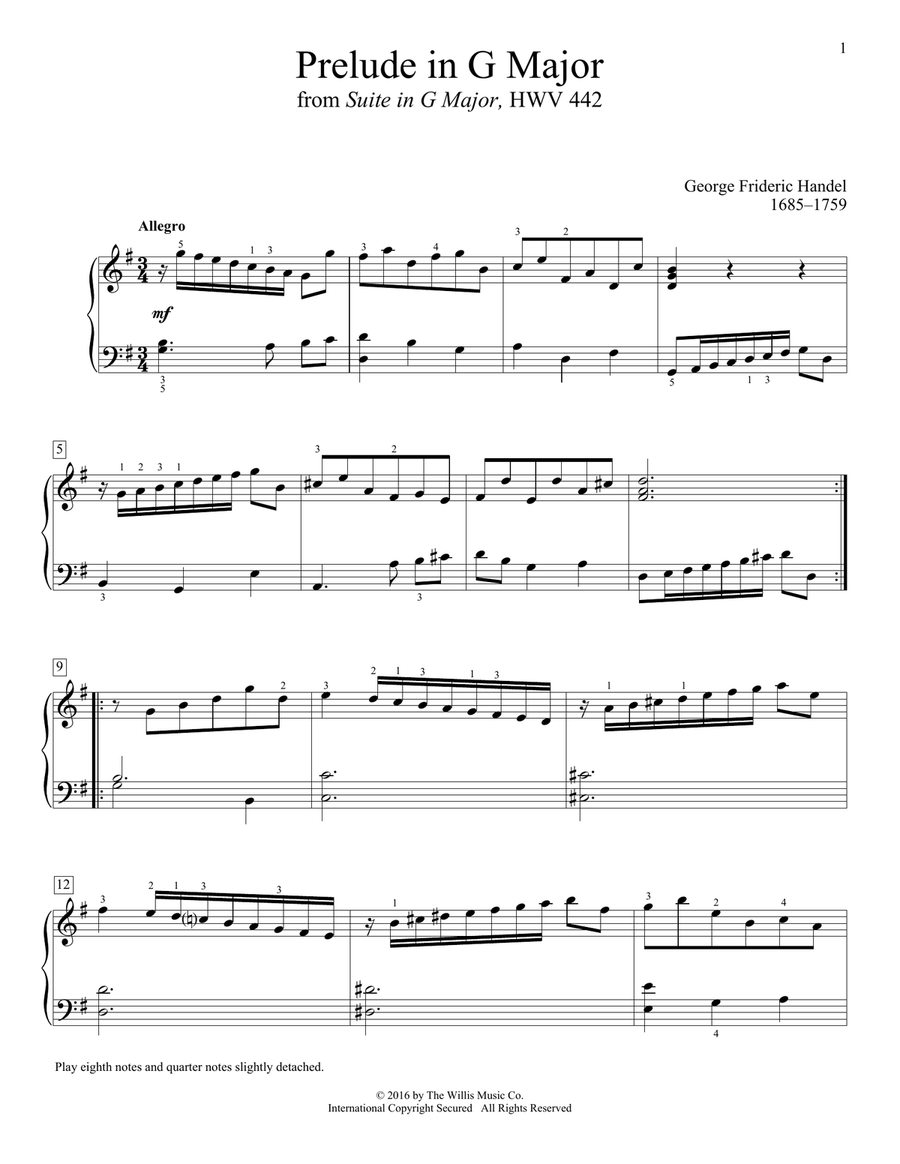 Prelude In G Major Piano Method scores gallery preview page 1