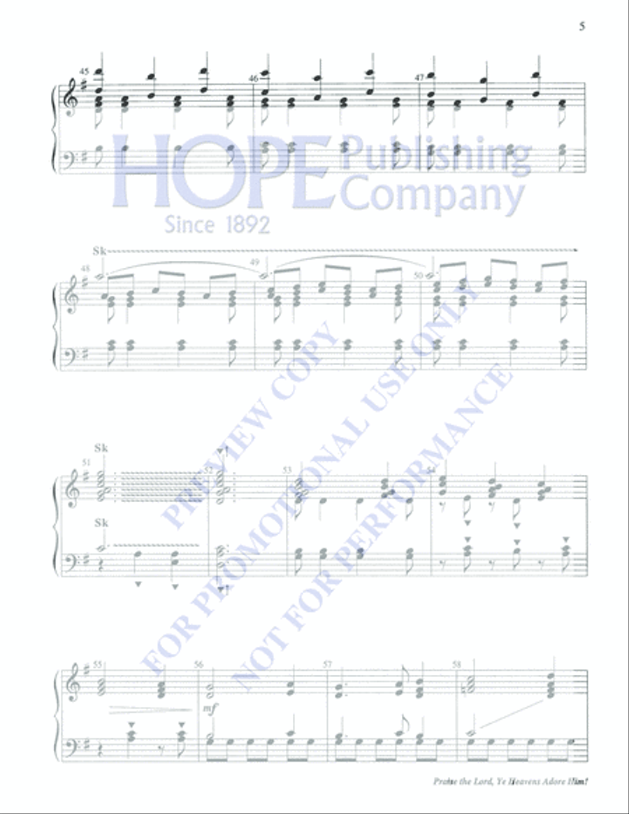 Praise the Lord, Ye Heavens Adore Him 3-Octaves scores gallery preview page 5