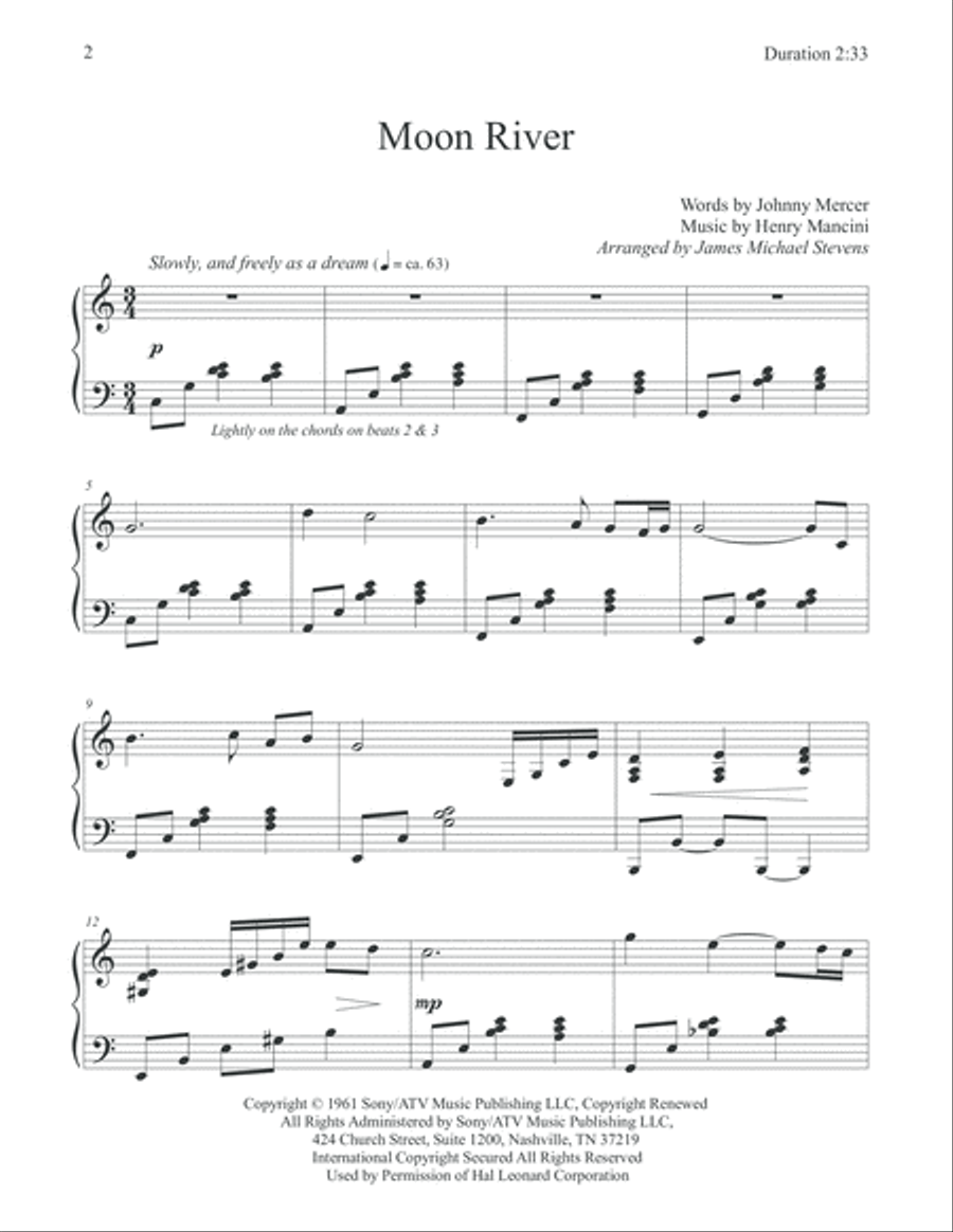 Moon River Piano Solo scores gallery preview page 2