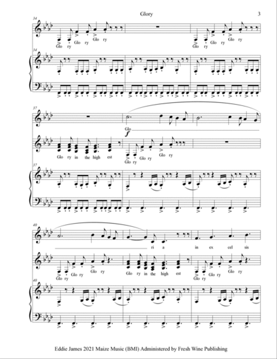 Glory Piano Solo scores gallery preview page 3