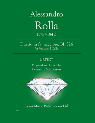 Book cover for Duetto in fa maggiore, BI. 326 for Viola and Cello