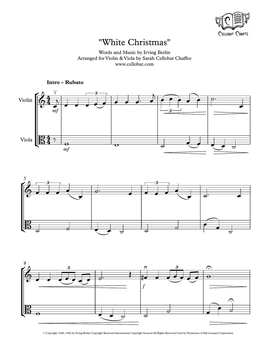 White Christmas String Duet scores gallery preview page 1
