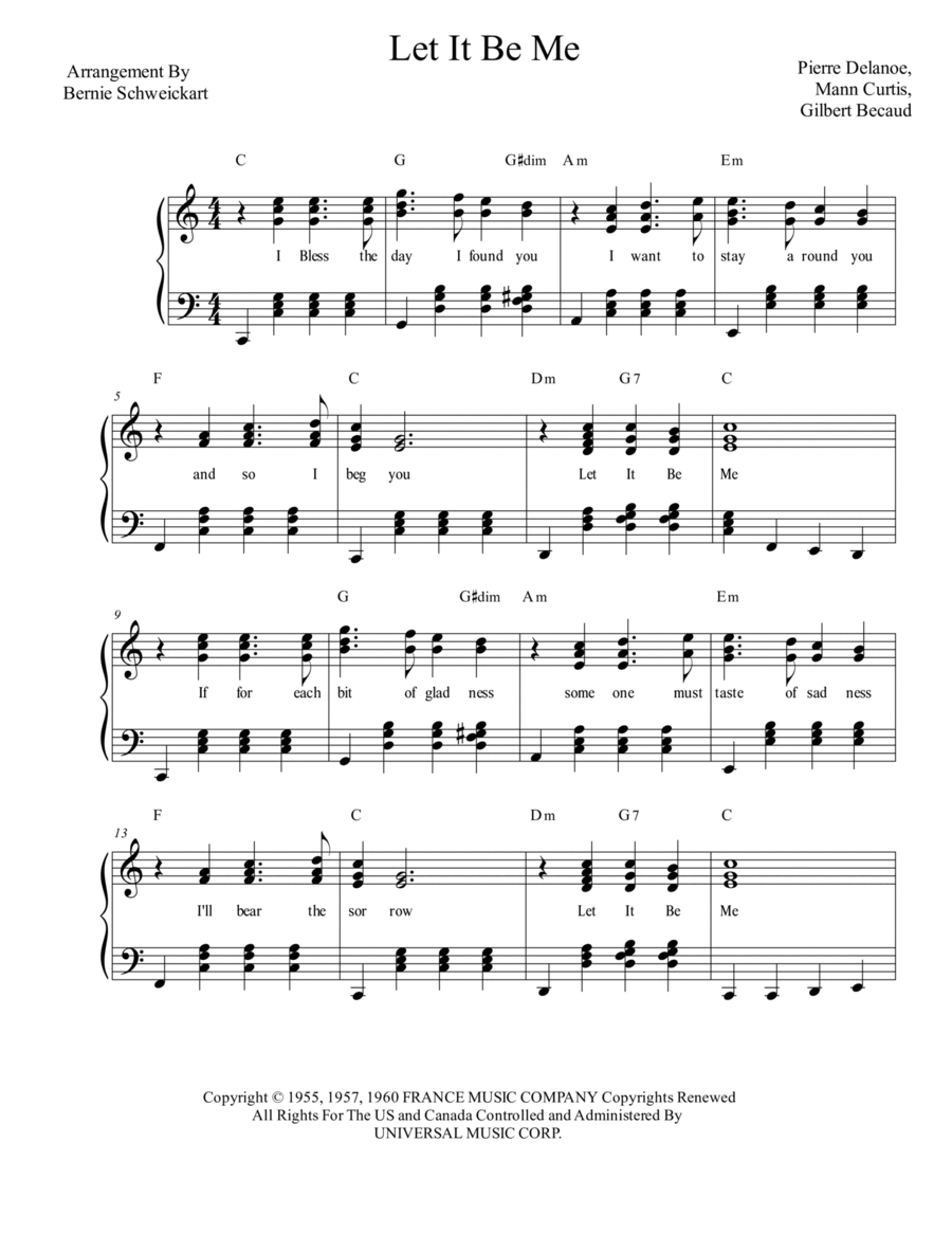 Let It Be Me (je T'appartiens) Voice scores gallery preview page 1