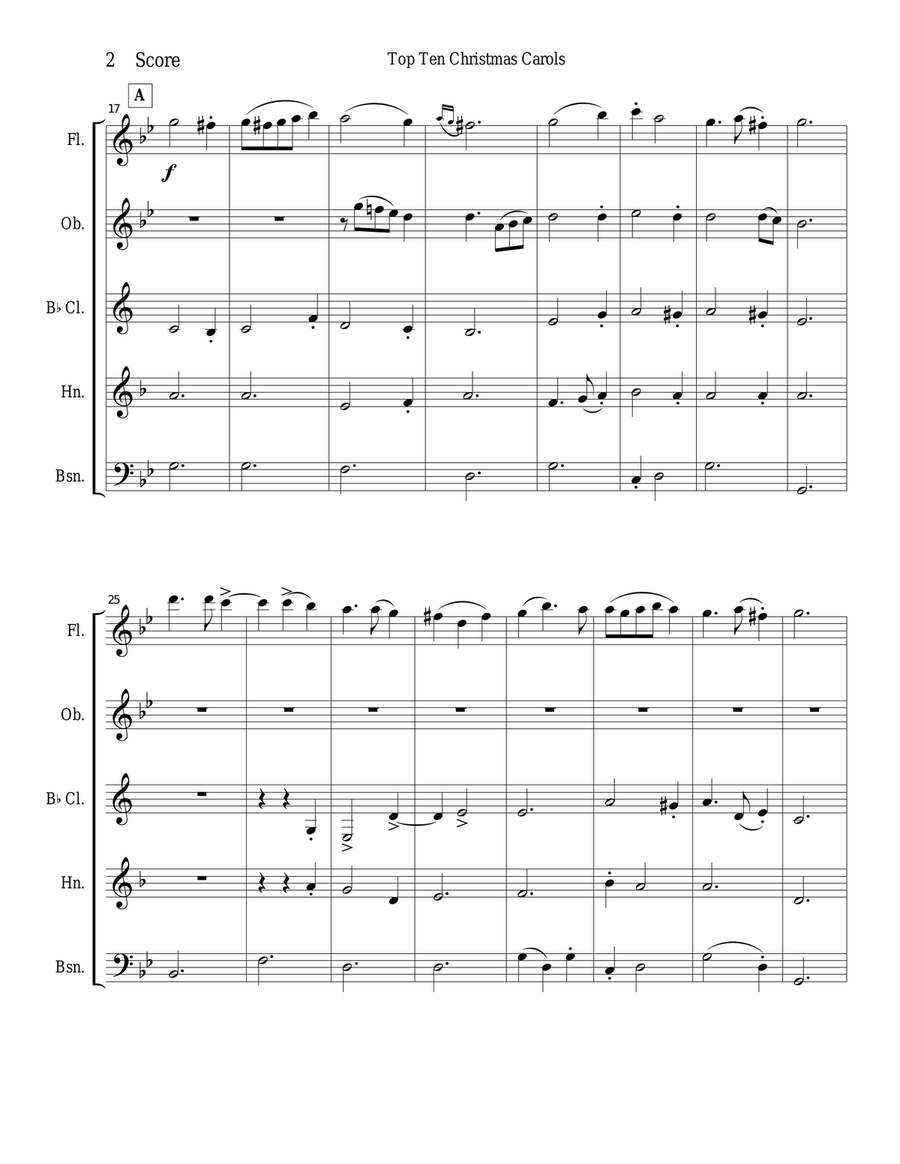 Coventry Carol for Woodwind Quintet Woodwind Quintet scores gallery preview page 2