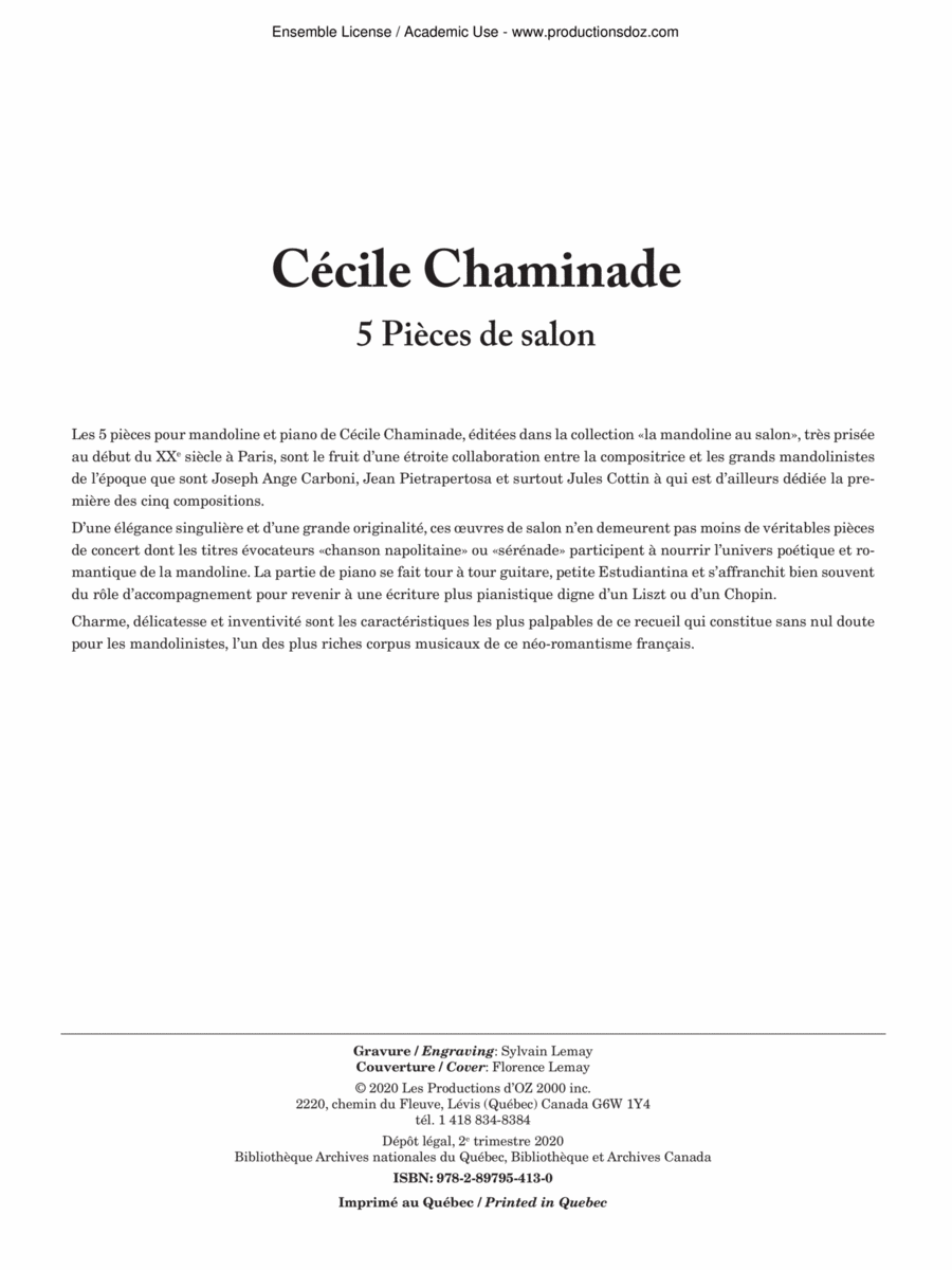 5 Pièces de salon 5 Pièces de salon Piano Accompaniment scores gallery preview page 1
