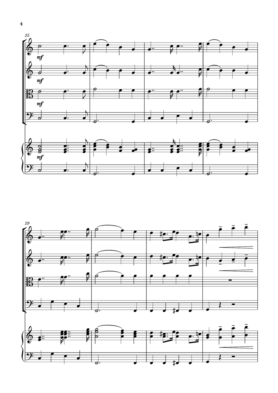 Wedding March for String Quartet and Piano - Mendelssohn Piano Quintet scores gallery preview page 4