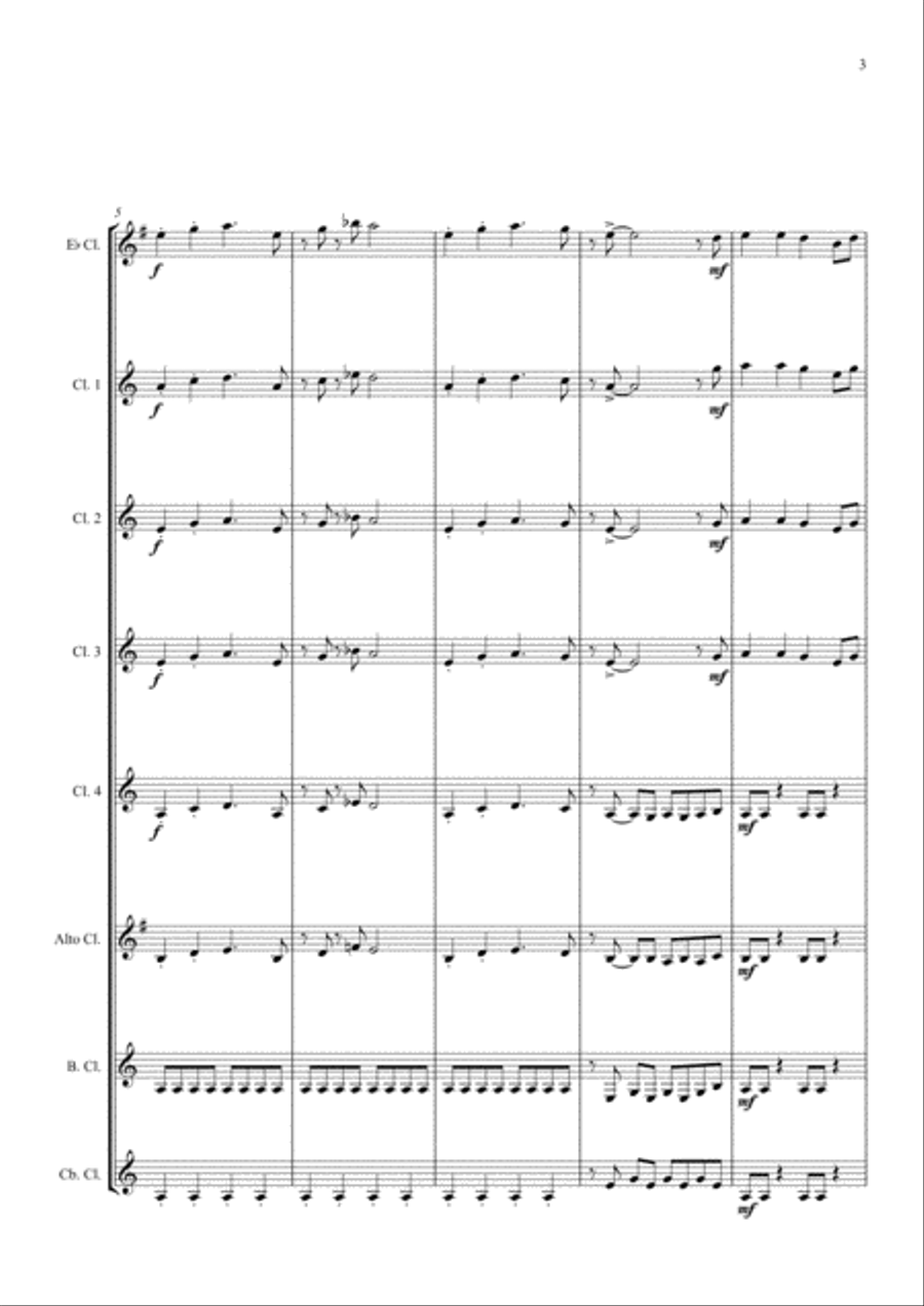 Smoke On The Water Woodwind Ensemble scores gallery preview page 3