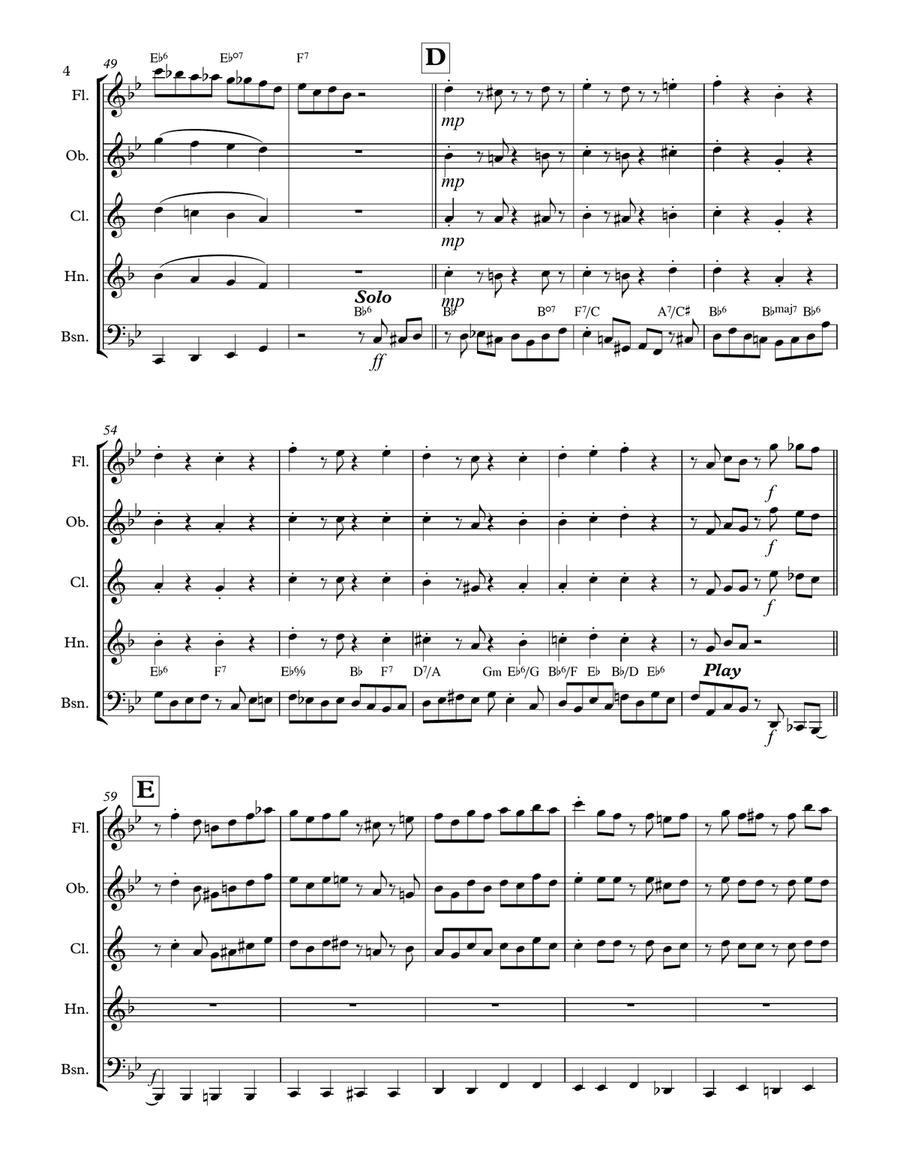 I Heard the Bells on Christmas Day (for Woodwind Quintet) Woodwind Quintet scores gallery preview page 5