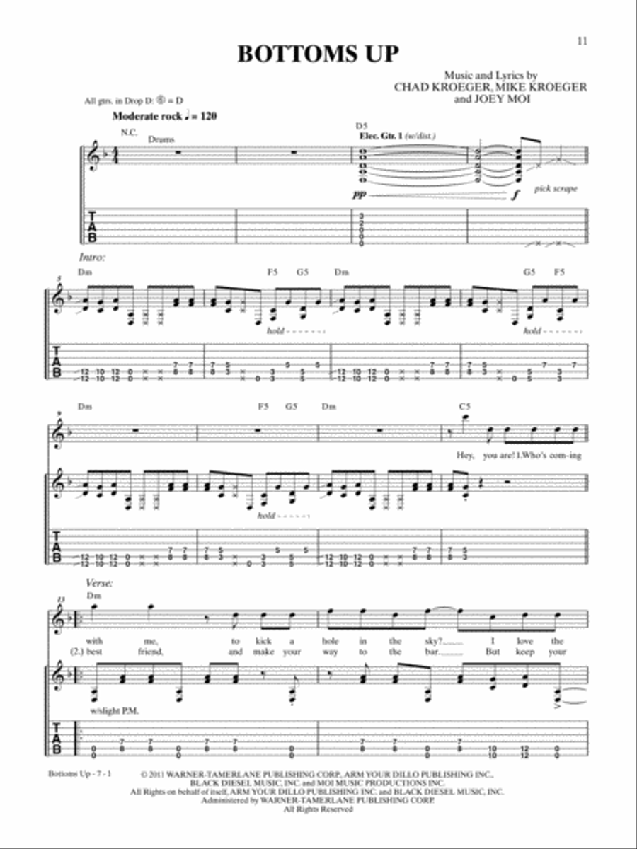 Bottoms Up Guitar Tablature scores gallery preview page 1