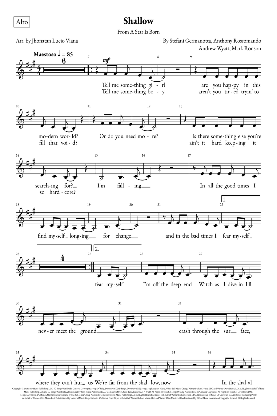 Shallow A Cappella scores gallery preview page 6