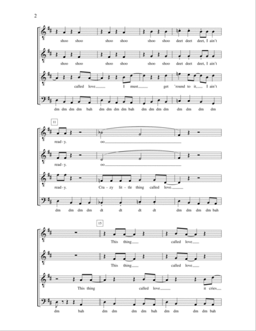 Crazy Little Thing Called Love (arr. Deke Sharon) TTBB scores gallery preview page 2
