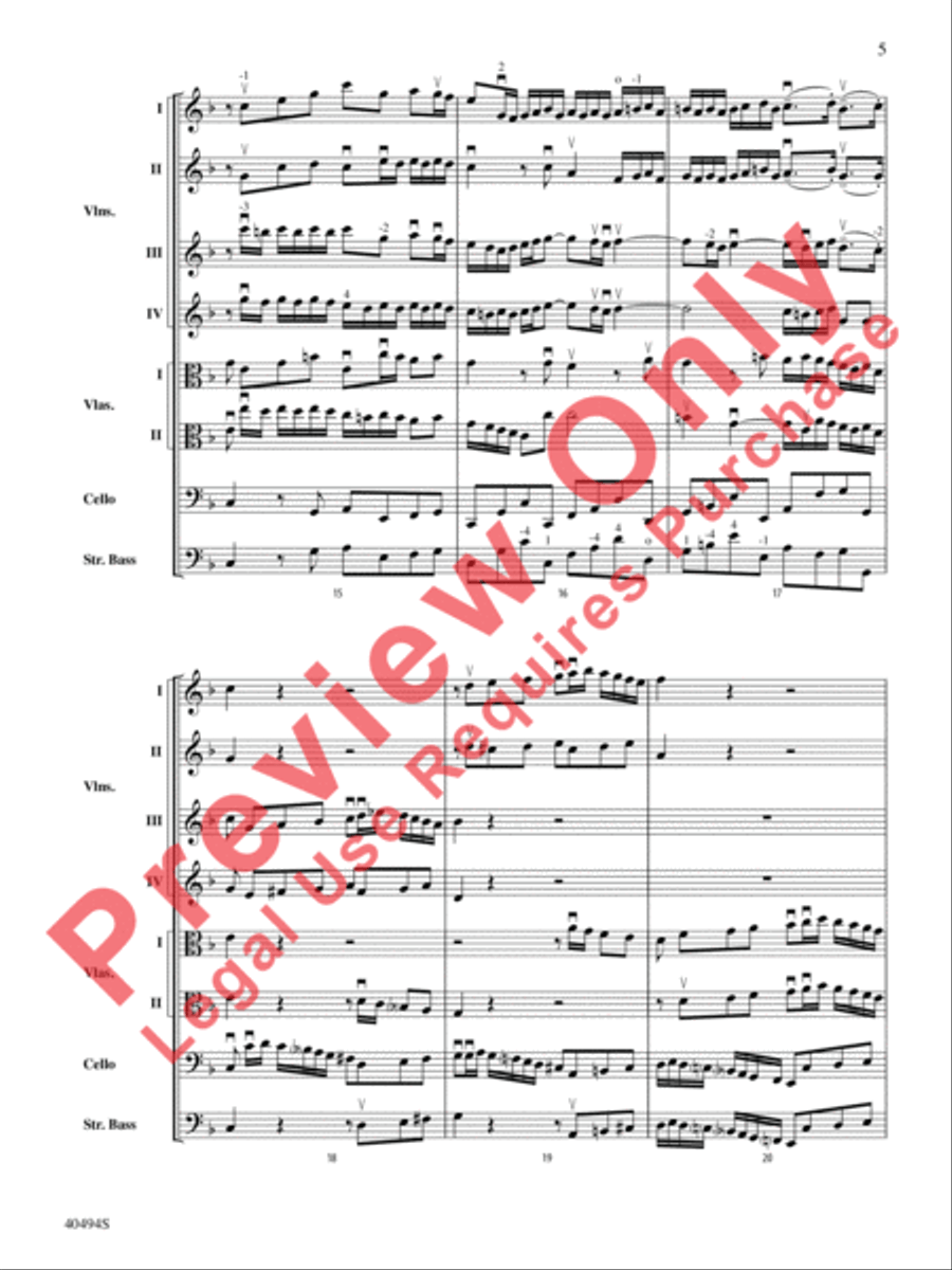Brandenburg Concerto No. 1 in F Major String Orchestra scores gallery preview page 6