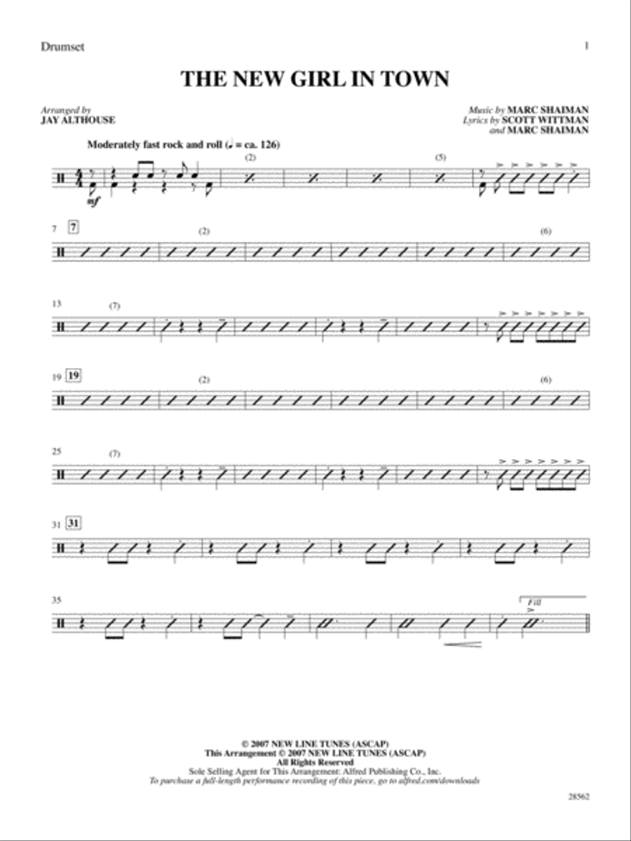 The New Girl in Town (from the movie Hairspray): Drums Drums scores gallery preview page 1