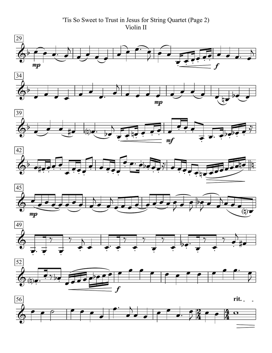 'Tis So Sweet to Trust in Jesus for String Quartet String Quartet scores gallery preview page 5