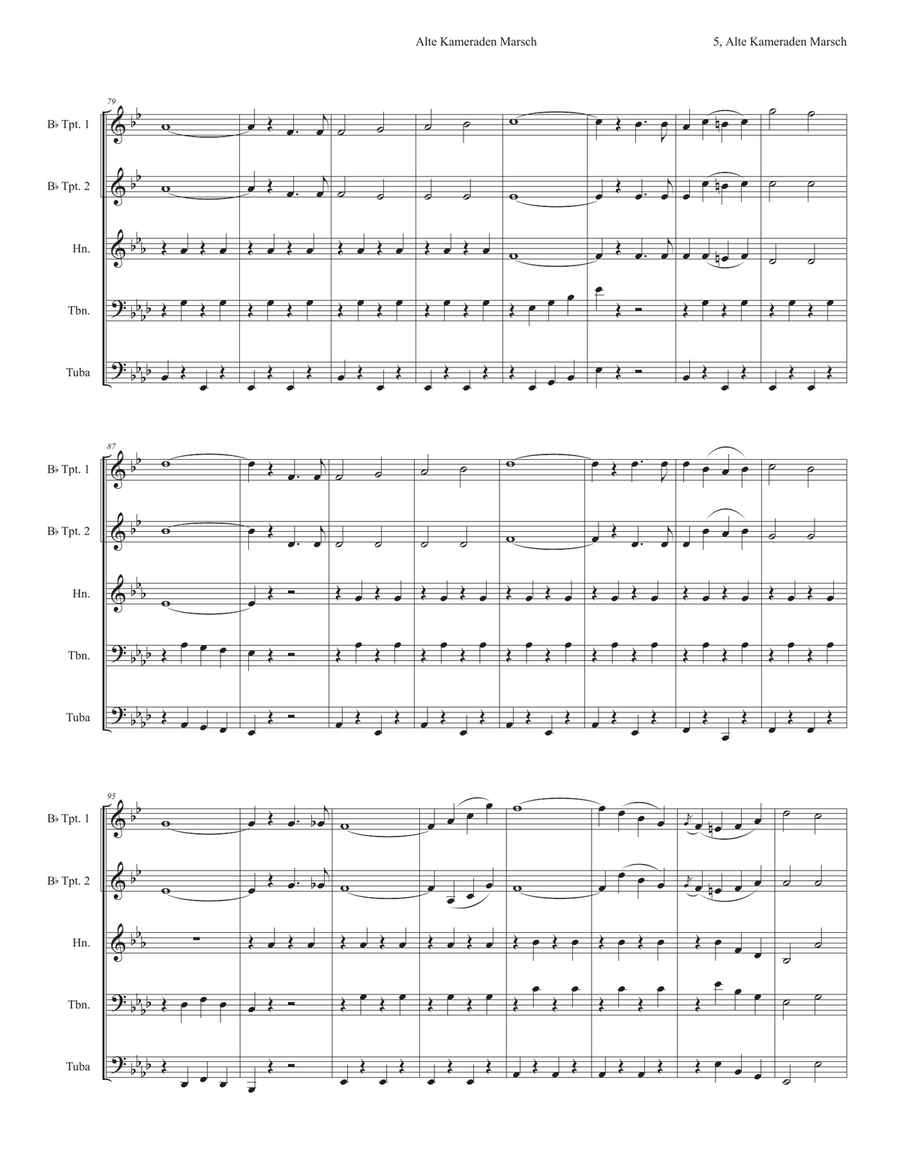 Alte Kameraden (Old Comrades) March Brass Ensemble scores gallery preview page 5