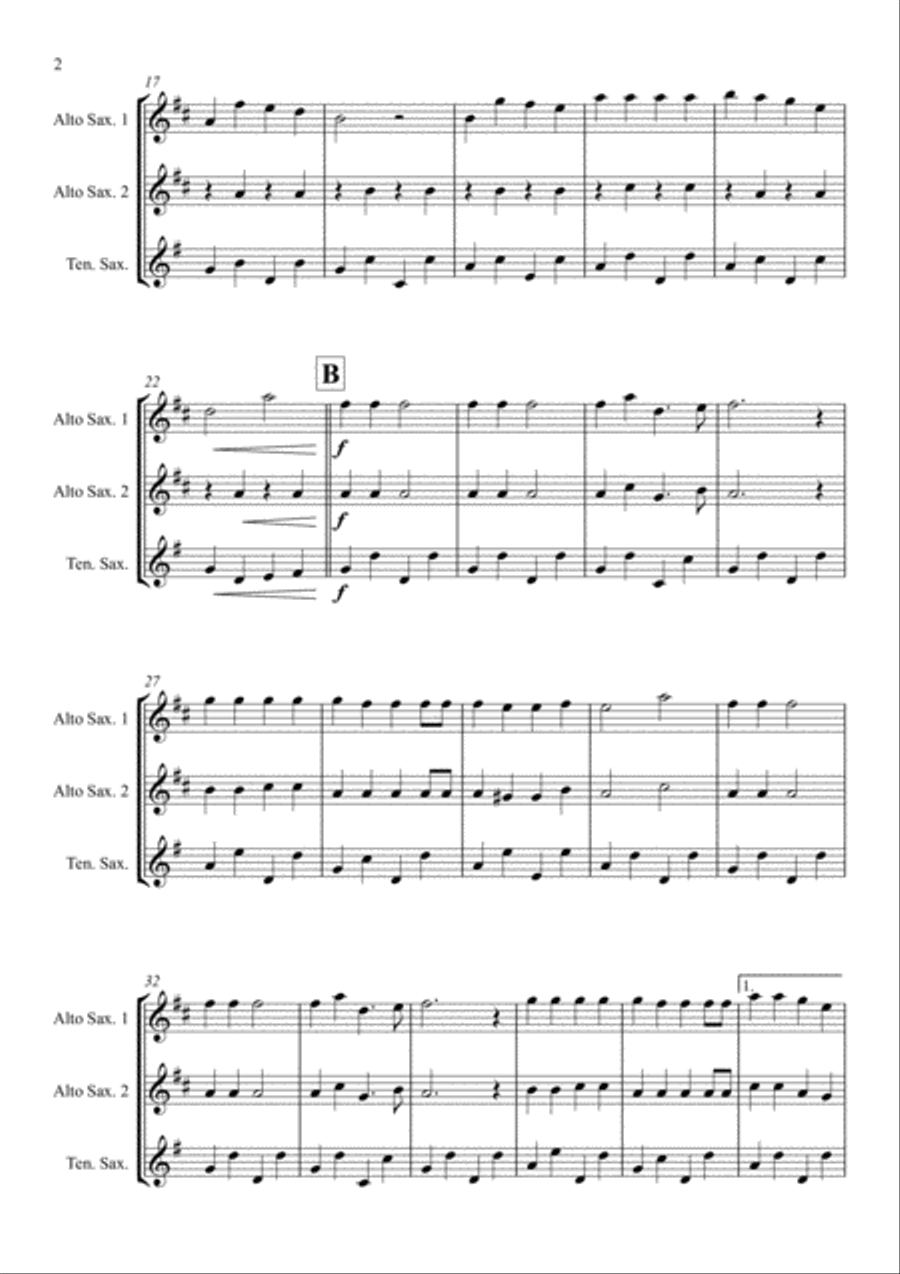 Jingle Bells arranged for AAT Saxophone Trio Woodwind Trio scores gallery preview page 4