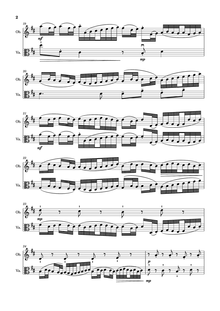 Canon in D Major, P.37; T.337. Arranged for Oboe and Viola. Small Ensemble scores gallery preview page 2