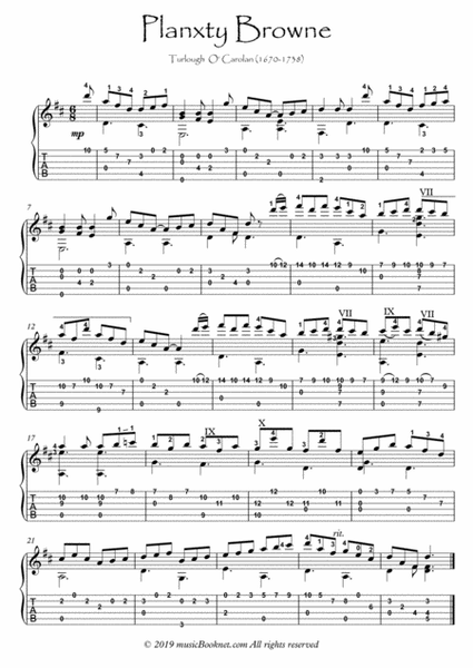 Classical Guitar Anthology by Turlough O Carolan with tablature Acoustic Guitar - Digital Sheet Music