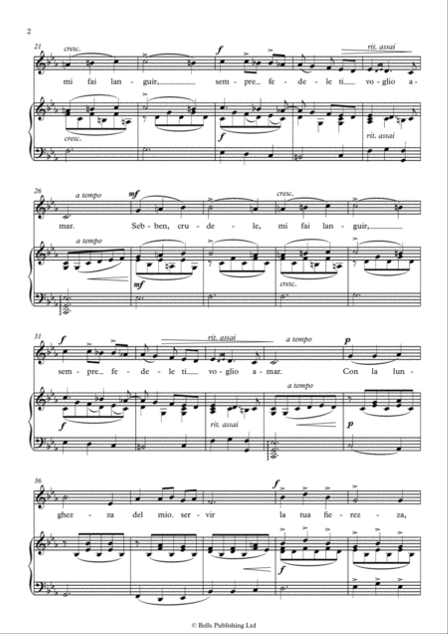 Sebben, crudele (C minor) Voice Solo scores gallery preview page 2