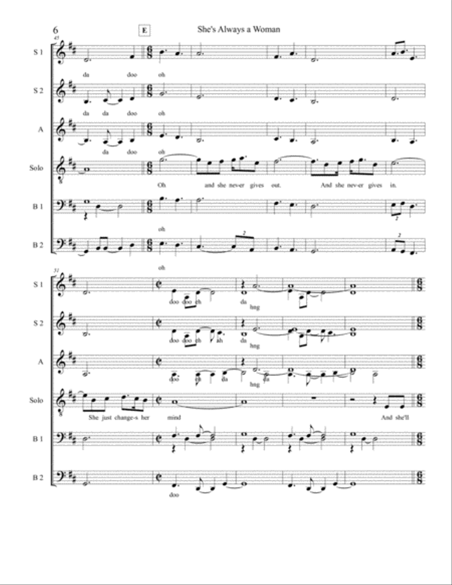 She's Always A Woman 4-Part scores gallery preview page 6
