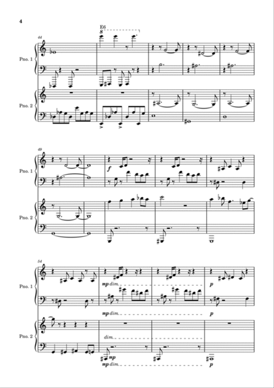 Bridge of Reflections - Movement 3 Allegro 2 Pianos, 4-Hands scores gallery preview page 4