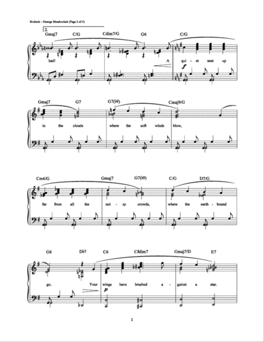Strange Meadowlark Piano, Vocal, Guitar scores gallery preview page 2