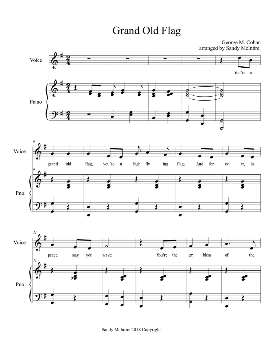 You're a Grand Old Flag with Piano Accompaniment Piano, Vocal scores gallery preview page 1