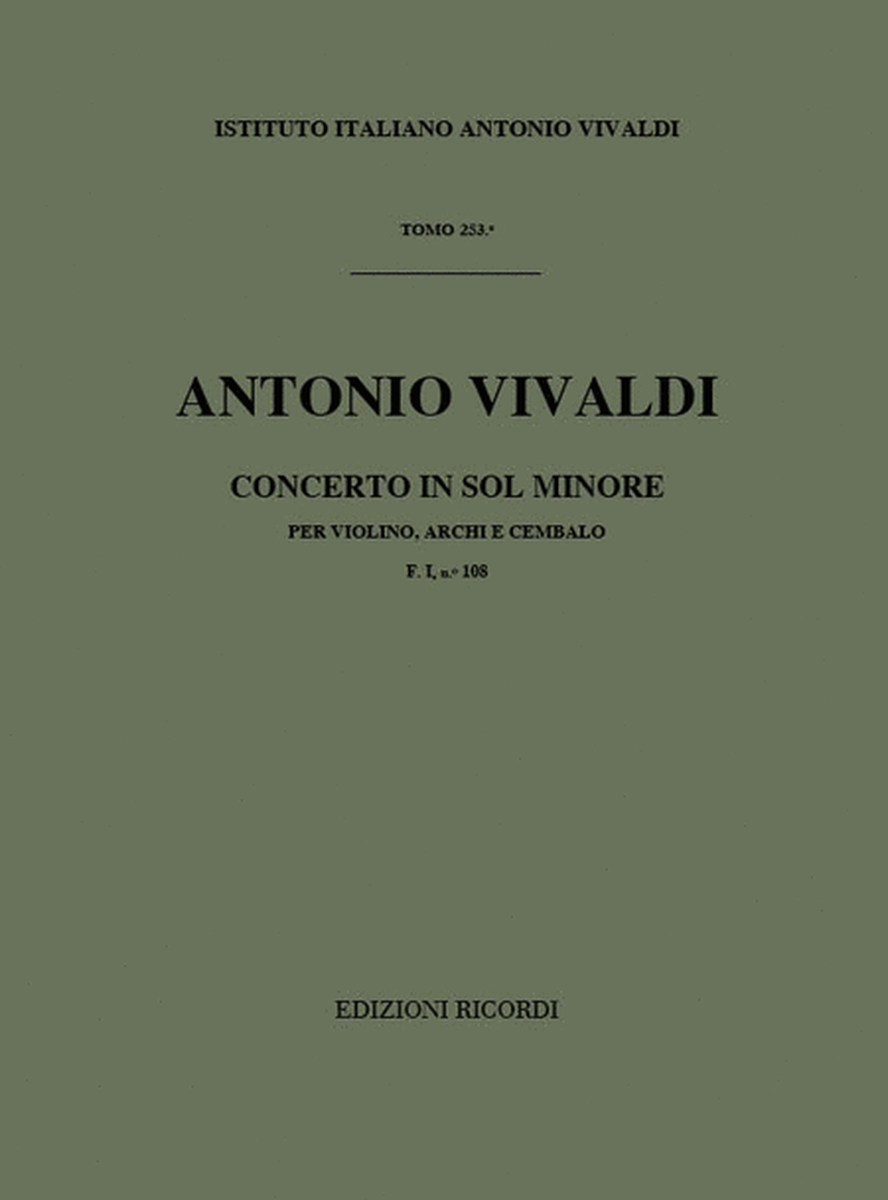 Concerto Per Violino, Archi E BC In Sol Min Rv 325