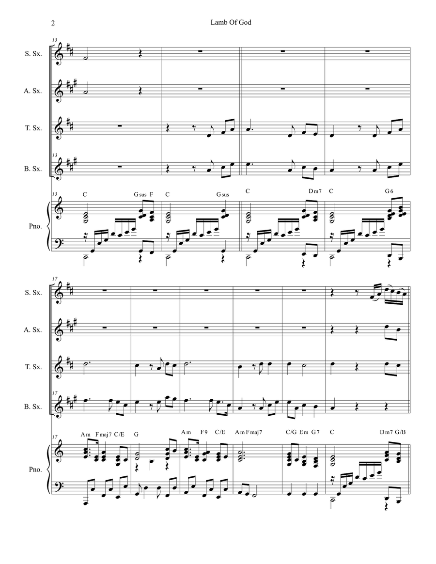 Lamb Of God Saxophone Quartet scores gallery preview page 2