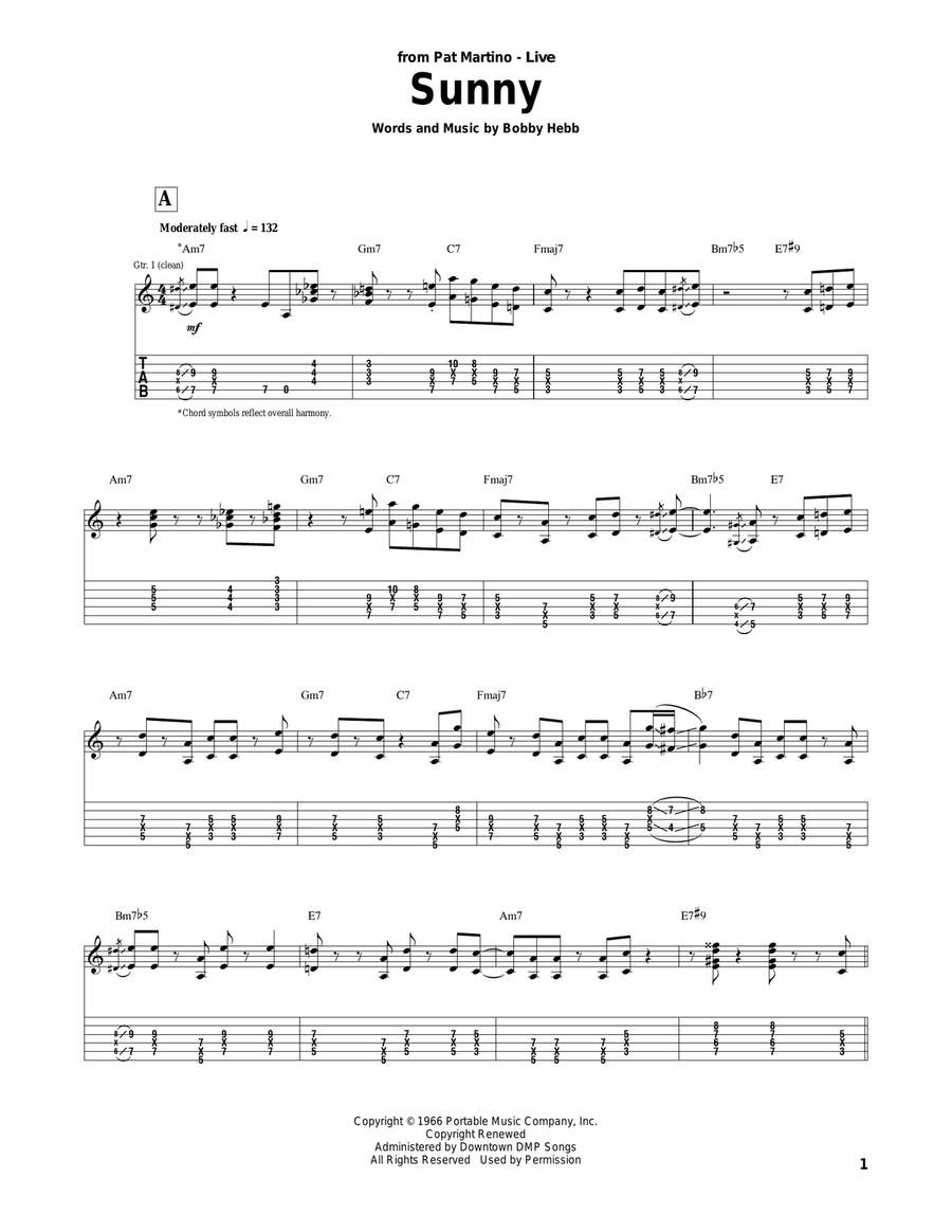 Sunny Sunny Electric Guitar scores gallery preview page 1