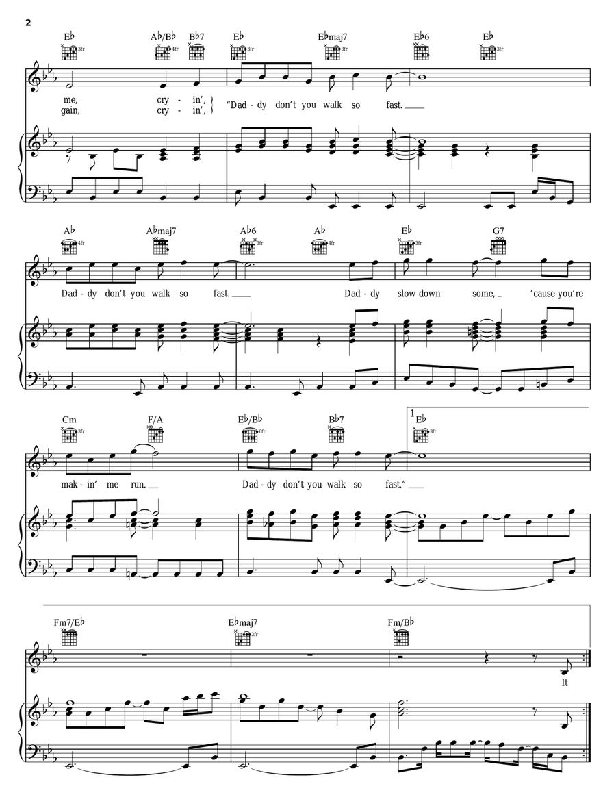 Daddy Don't You Walk So Fast Piano, Vocal, Guitar scores gallery preview page 2
