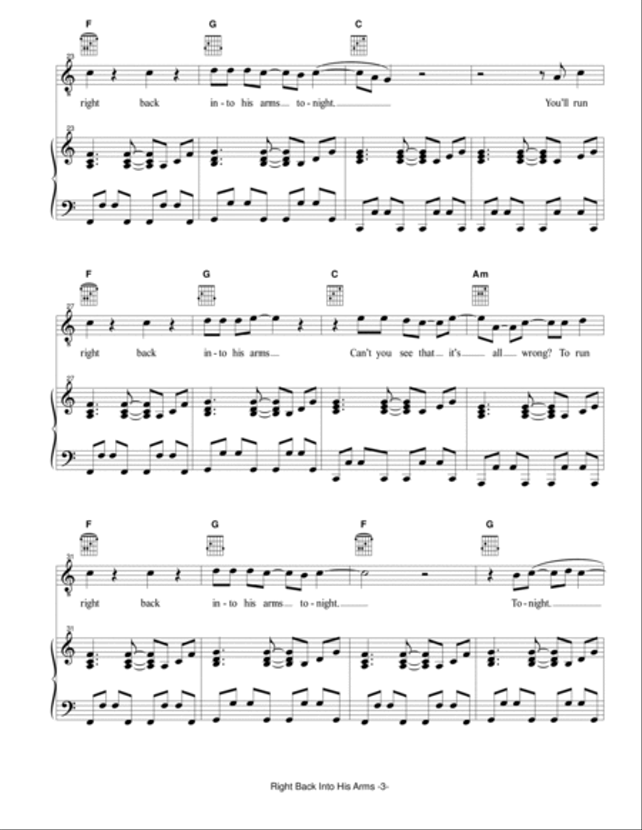 Right Back Into His Arms Right Back Into His Arms Piano, Vocal, Guitar scores gallery preview page 4
