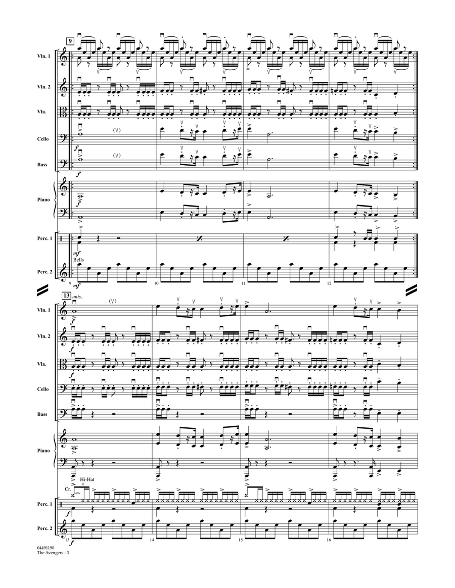 The Avengers (Main Theme) (arr. Larry Moore) - Full Score Orchestra scores gallery preview page 3